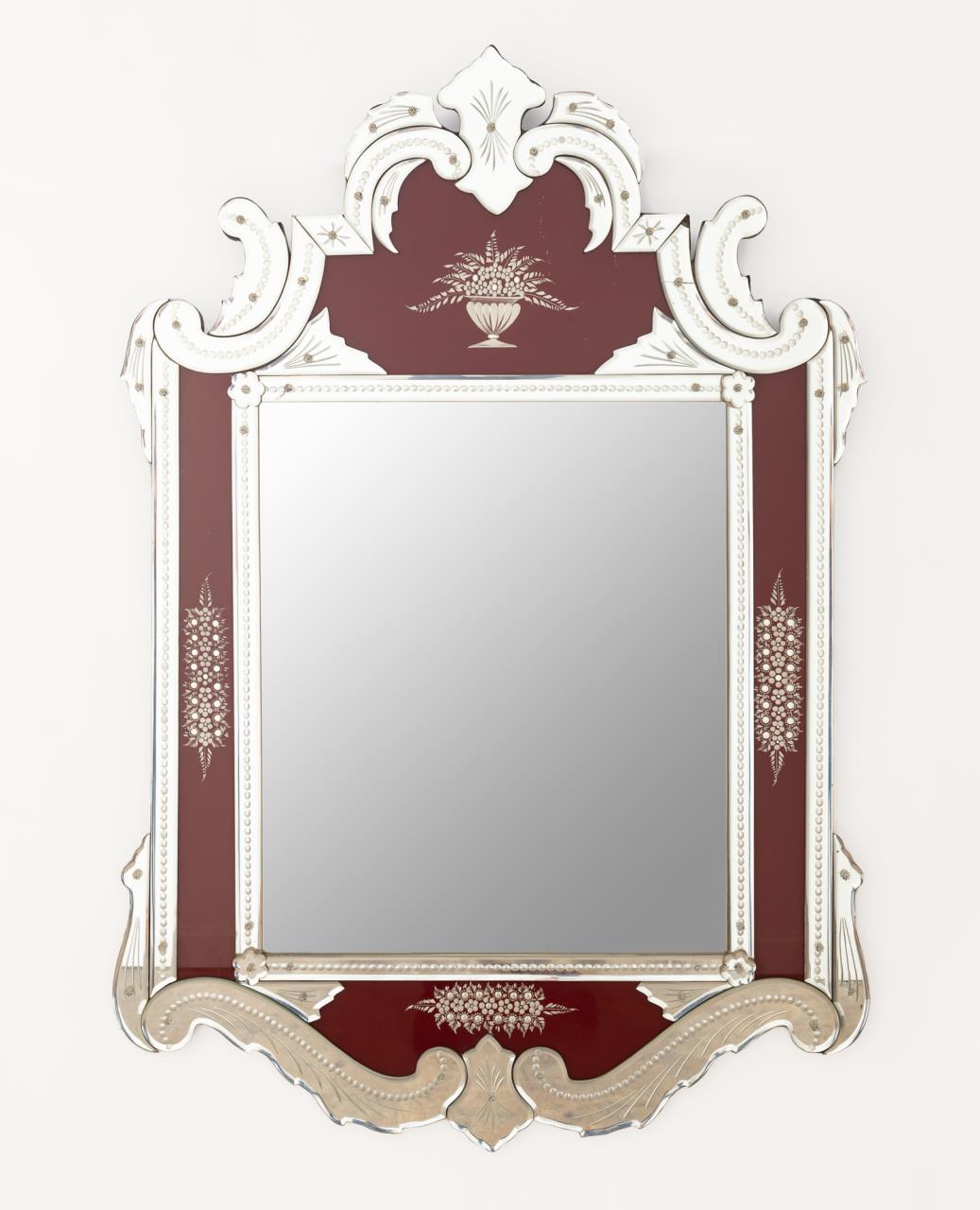 VENETIAN STYLE FLORAL ETCHED MIRROR