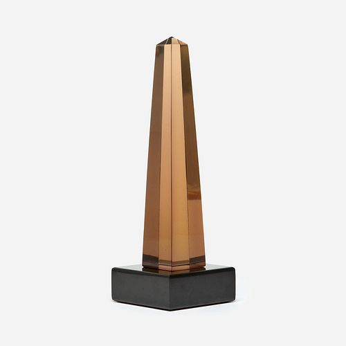 VENINI 13" SMOKED GLASS OBELISK