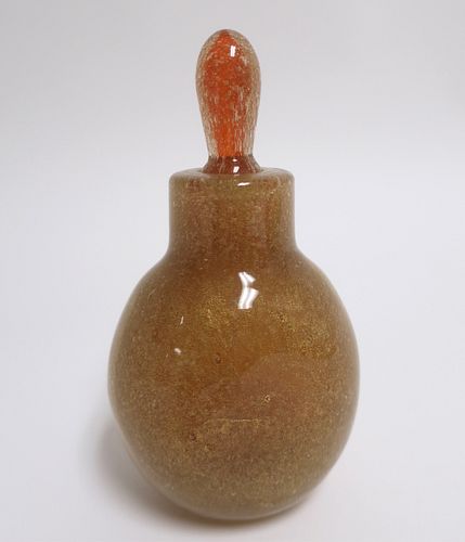 VENINI AMBER SIDE GLASS STOPPER AND