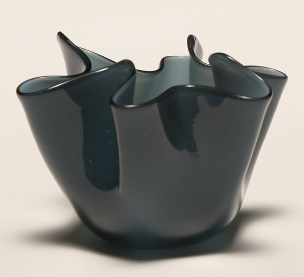 Venini blue art glass fazzoletto