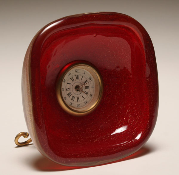Venini bollicine red glass clock