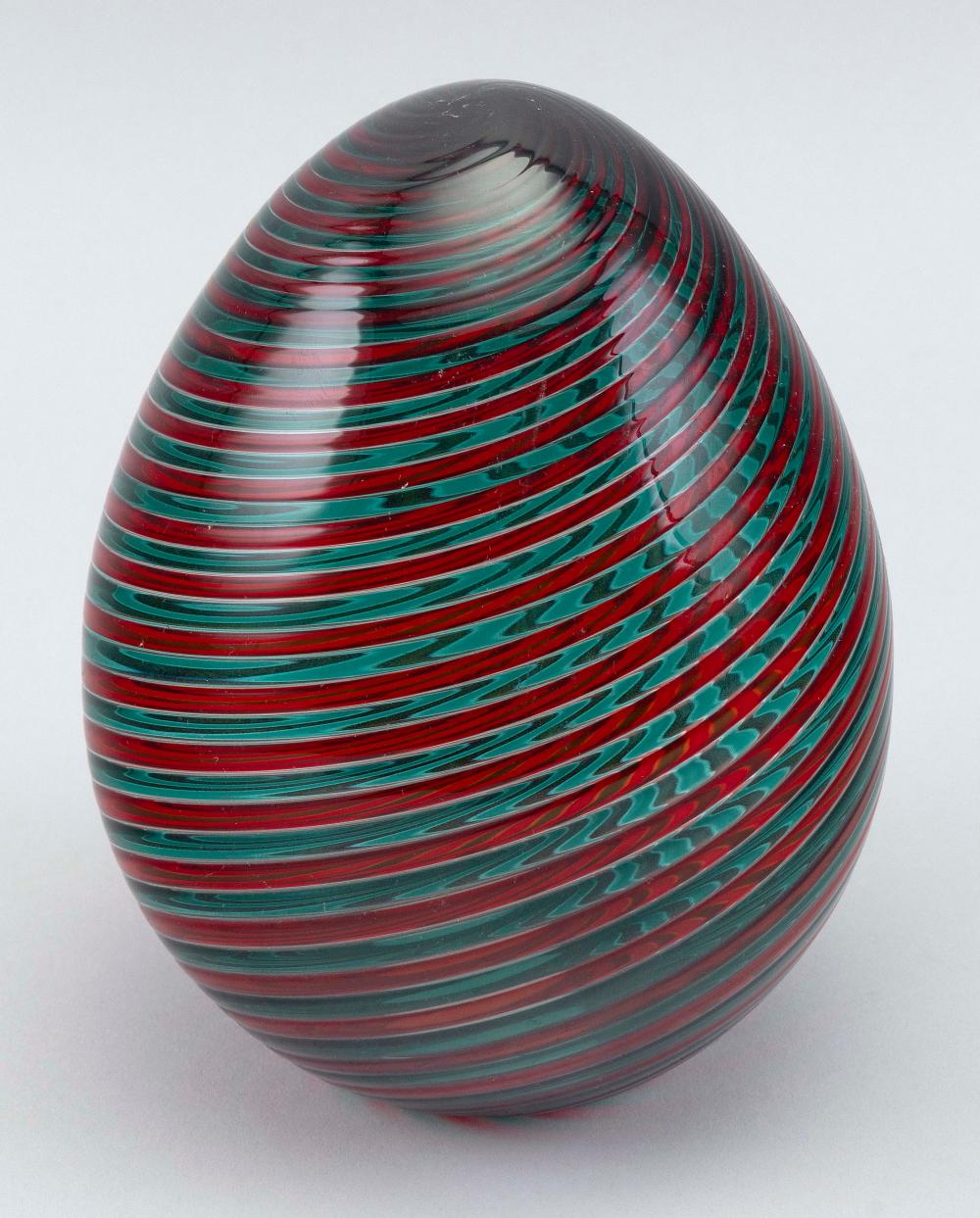 VENINI GREEN AND RED STRIPED
