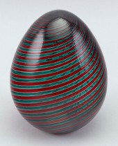 VENINI GREEN AND RED STRIPED G