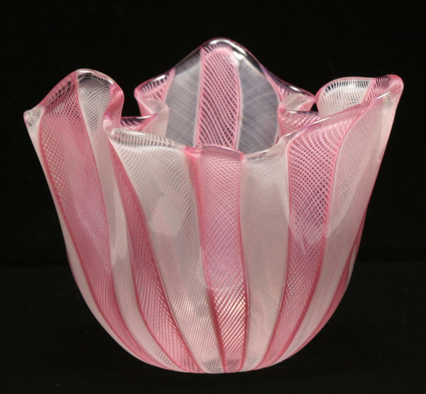 Venini pink latticino glass
