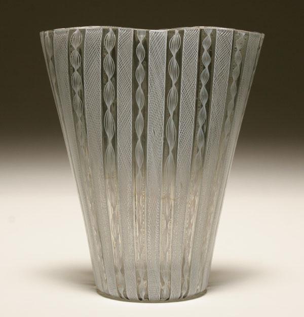 Venini Zanfirico Latticino vase,