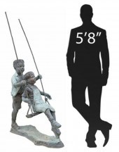 VERDIGRIS BRONZE BOY PUSHING G