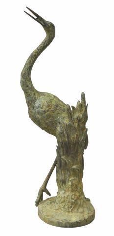 VERDIGRIS BRONZE HERON GARDEN