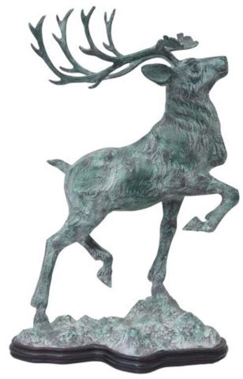 VERDIGRIS PATINATED BRONZE STAG