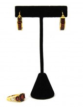 VERMEIL GARNET RING & HOOP EAR