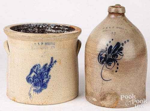 VERMONT STONEWARE JUG AND CROCK,