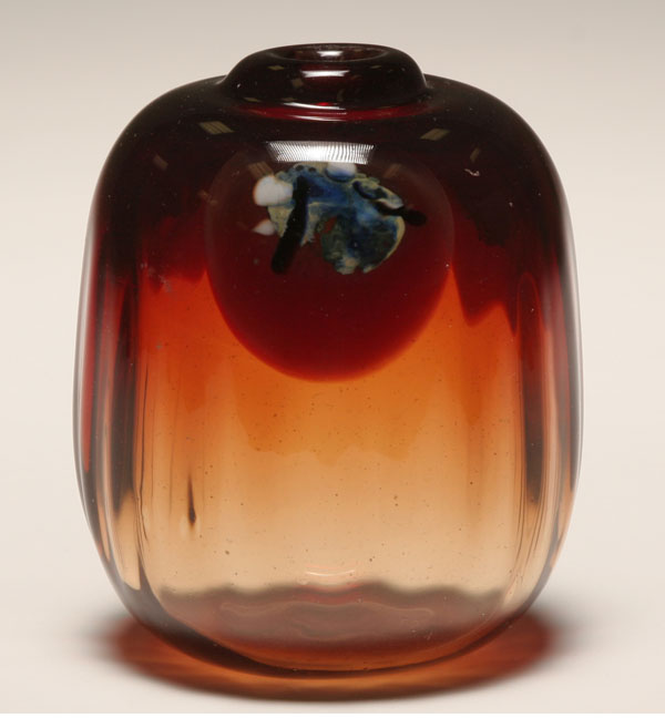 Vernon Brejcha amber ribbed glass