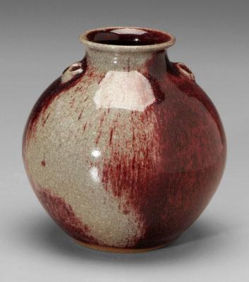 Vernon Owens red-glazed jar, rich