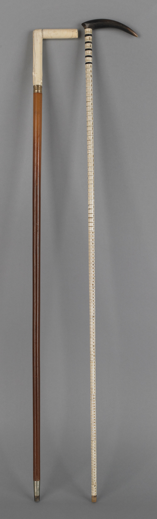 Vertebrae cane with horn grip 34"