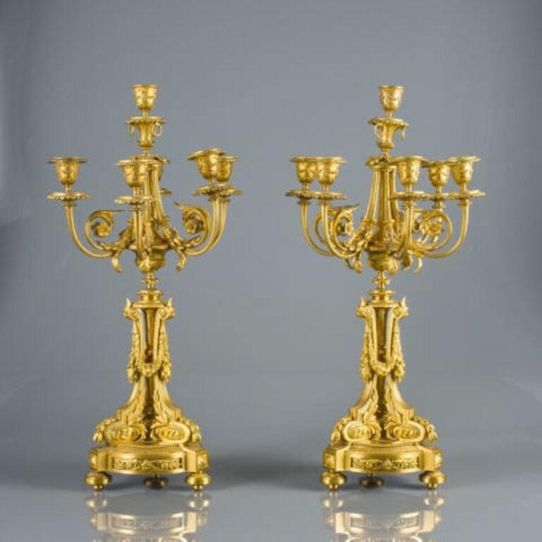 VERY FINE PAIR OF GILT BRONZE