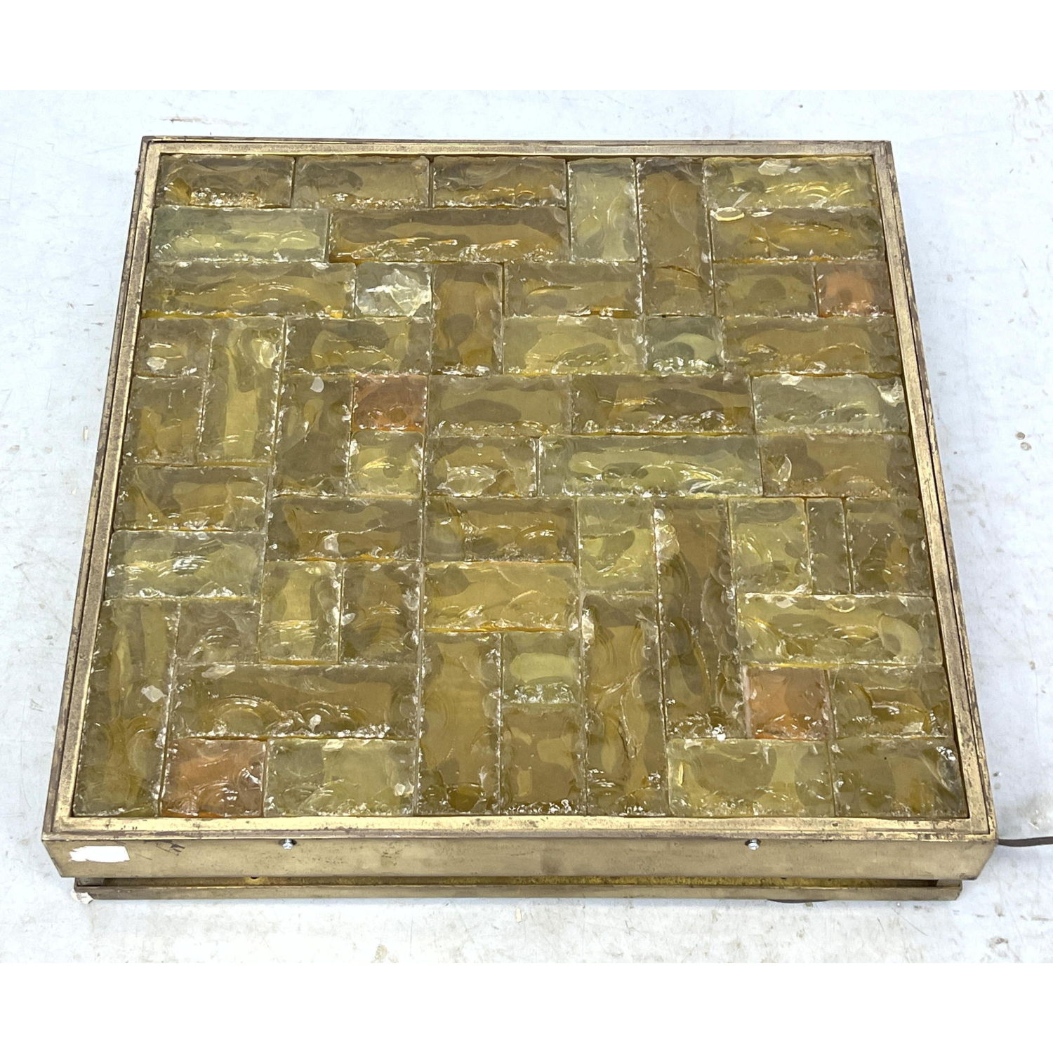 Very heavy Bronze and chipped glass