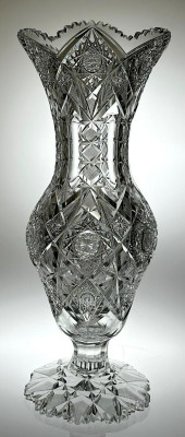 VERY LARGE LIBBEY CUT GLASS FO