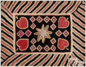VIBRANT HEART HOOKED RUG, 19TH