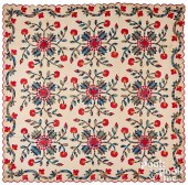 VIBRANT WHIG ROSE QUILT, 19TH