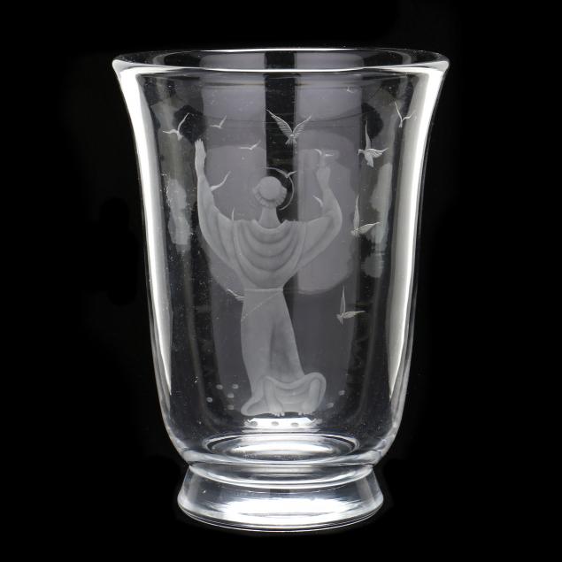 VICKE LINDSTRAND, ETCHED GLASS VASE
