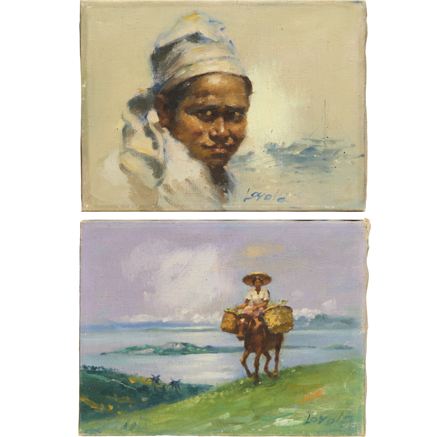 VICTOR LOYOLA, (2) OILS ON CANVAS
