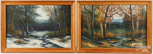 VICTOR SHEARER, TWO OIL ON CANVAS