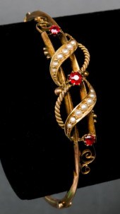 VICTORIAN 10K GOLD, GARNET & P