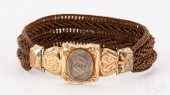 VICTORIAN 10K GOLD HAIRWORK BR