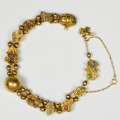 VICTORIAN 14 K GOLD CHARM BRAC