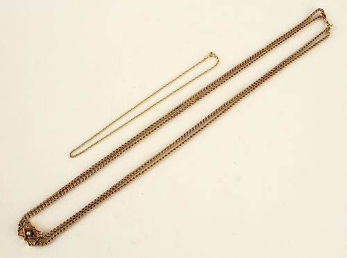 VICTORIAN 14K WATCH CHAIN & 14K