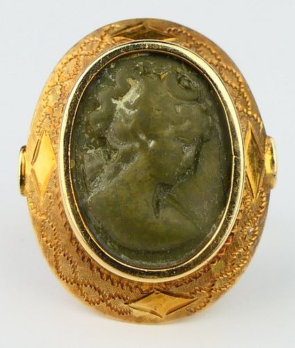 VICTORIAN 14KT Y GOLD LAVA CAMEO