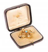 VICTORIAN 15K YG PEARL & TURQU