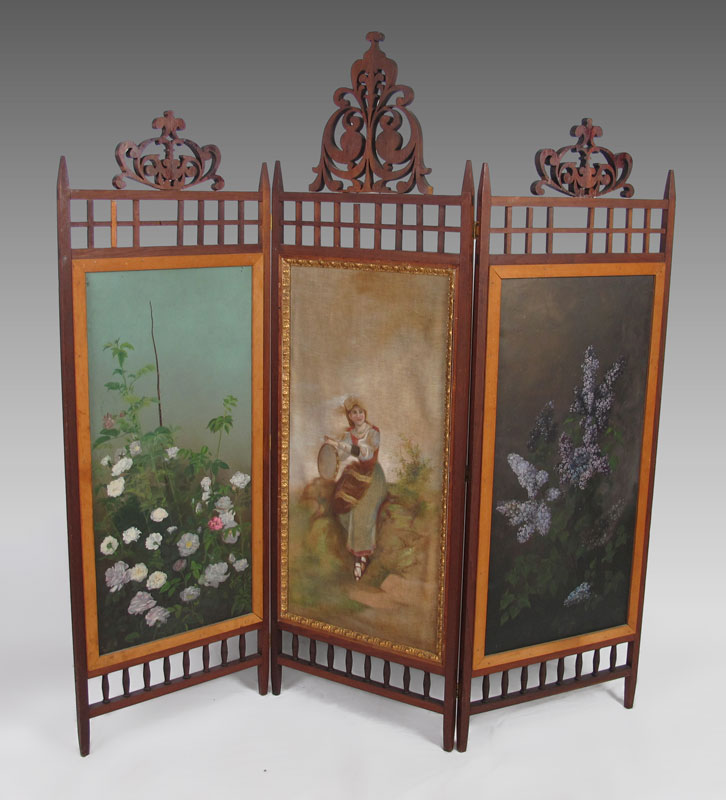 VICTORIAN 3 PANEL FOLDING SCREEN:
