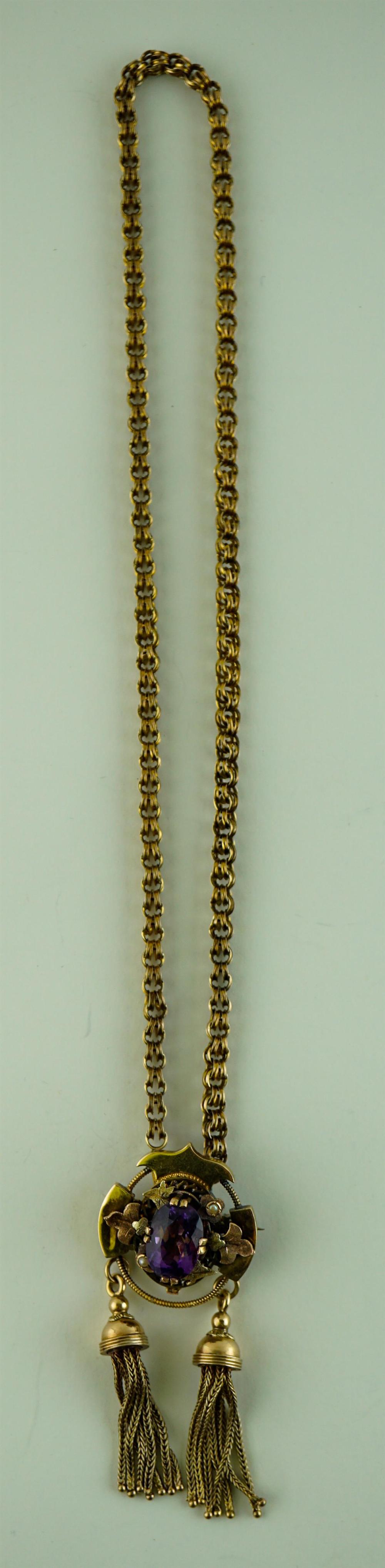 VICTORIAN 9K YELLOW GOLD AMETHYST
