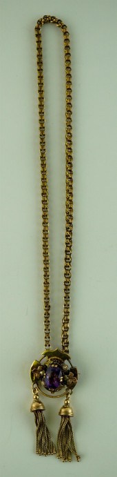 VICTORIAN 9K YELLOW GOLD AMETH
