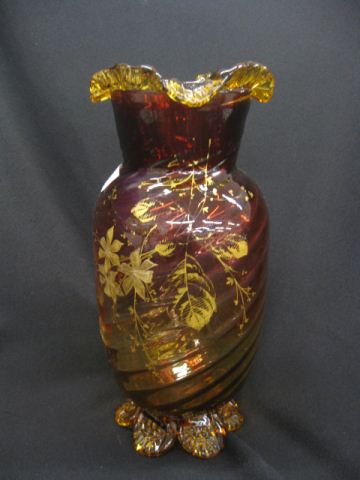 Victorian Amberina Art Glass Vase
