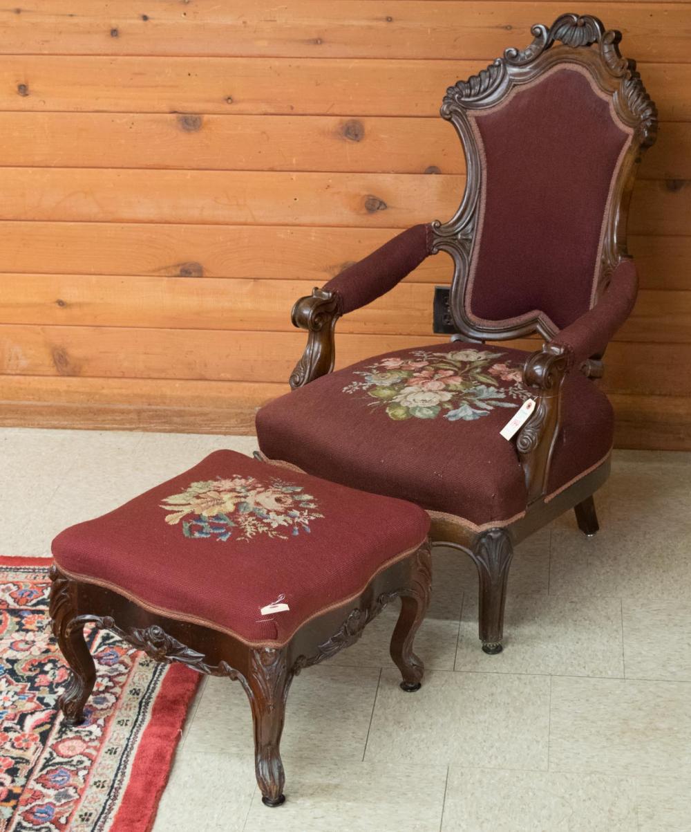 VICTORIAN ARMCHAIR AND