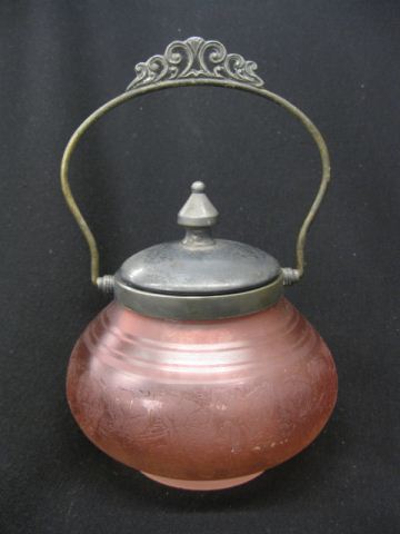 Victorian Art Glass Biscuit Jar