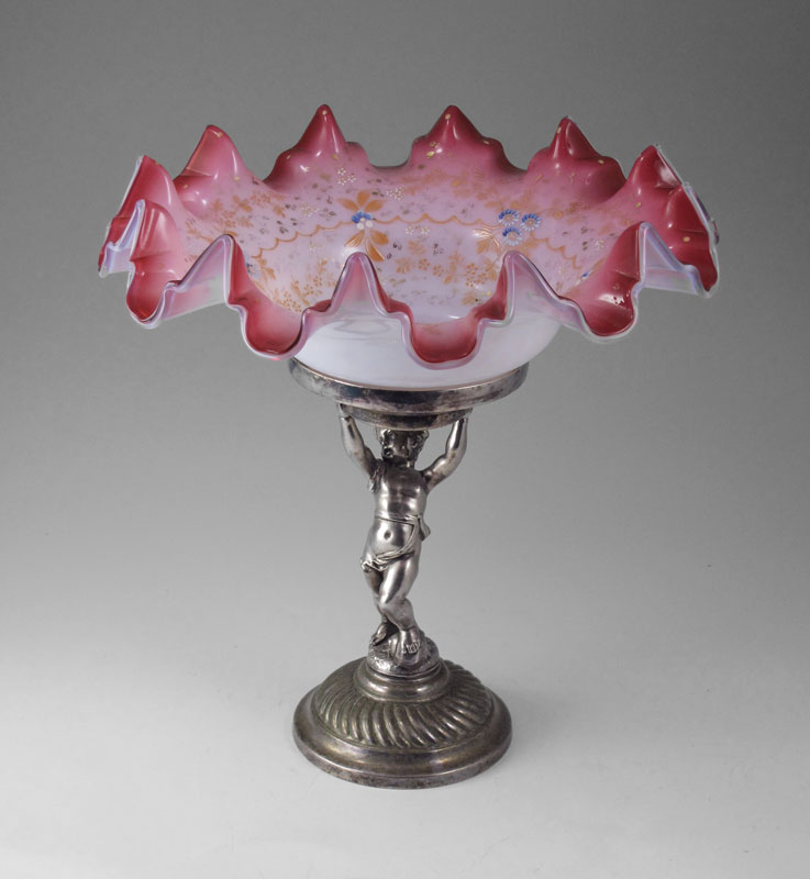 VICTORIAN ART GLASS BRIDES BASKET