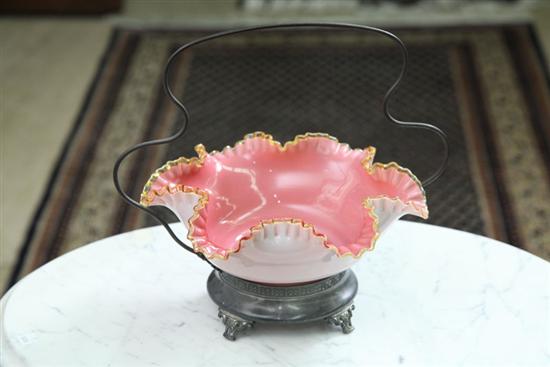 VICTORIAN ART GLASS BRIDES BOWL.