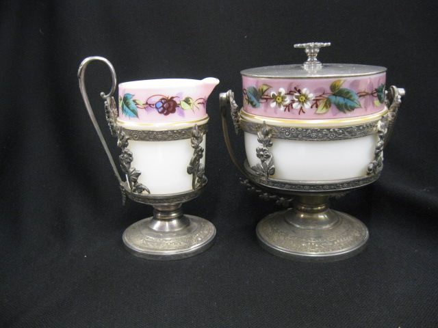 Victorian Art Glass Creamer & Sugar