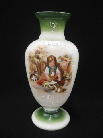 Victorian Art Glass Vase enameled
