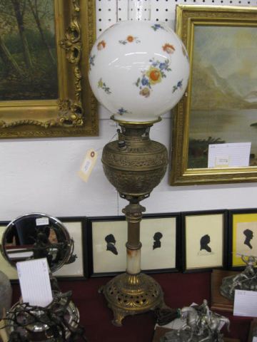 Victorian Banquet Lamp brass & onyx