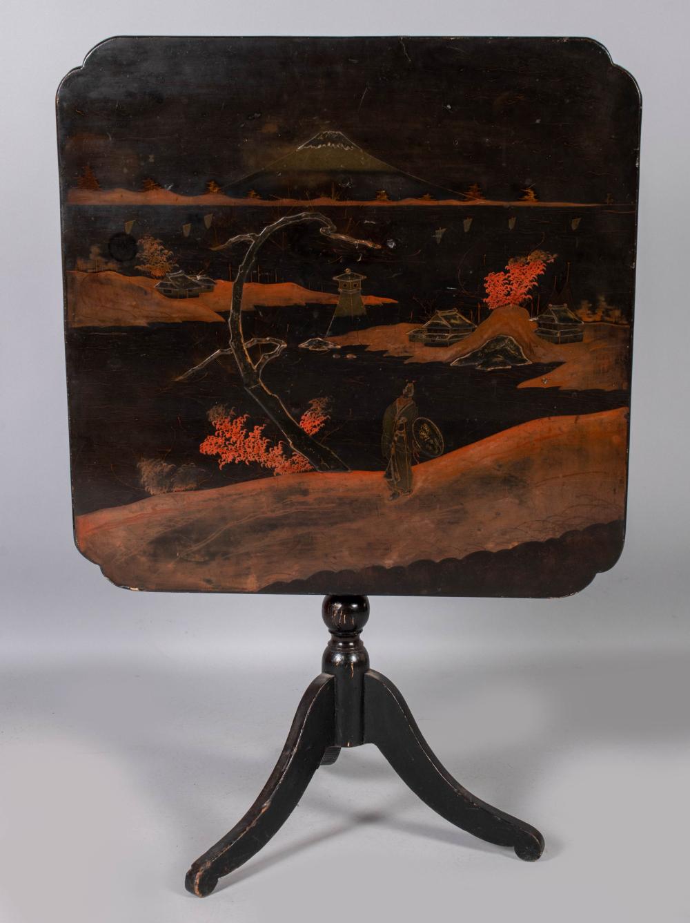 VICTORIAN BLACK JAPANNED TILT-TOP