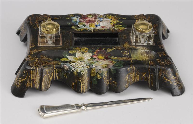 VICTORIAN BLACK LACQUER PAINTED