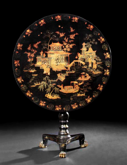 Victorian Black-Lacquered Center