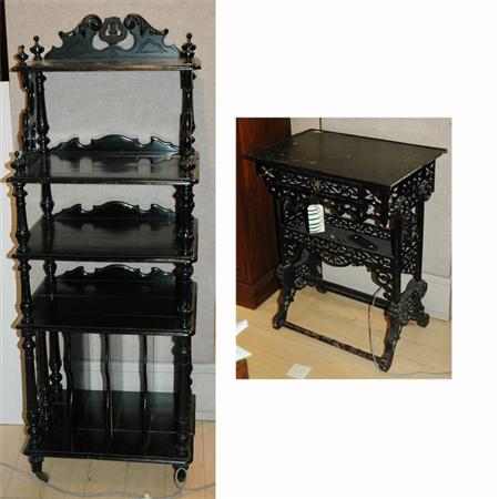 Victorian Black Painted Etagere