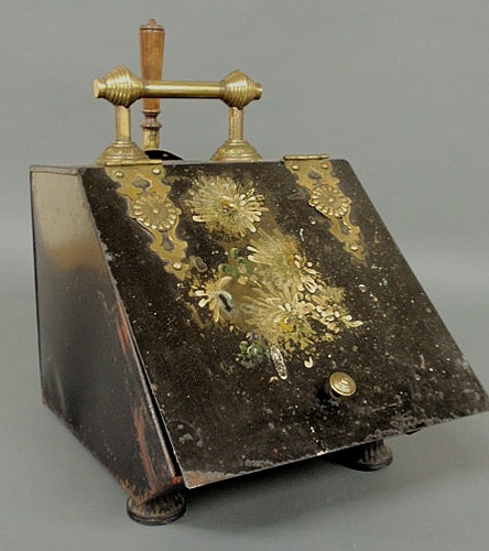 Victorian black tin coalscuttle