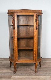 VICTORIAN BOWFRONT CURIO CABIN