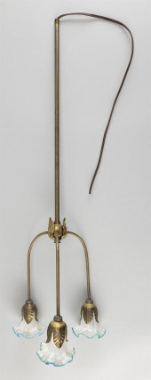VICTORIAN BRASS AND GLASS THRE
