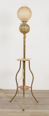VICTORIAN BRASS AND MARBLE FLO
